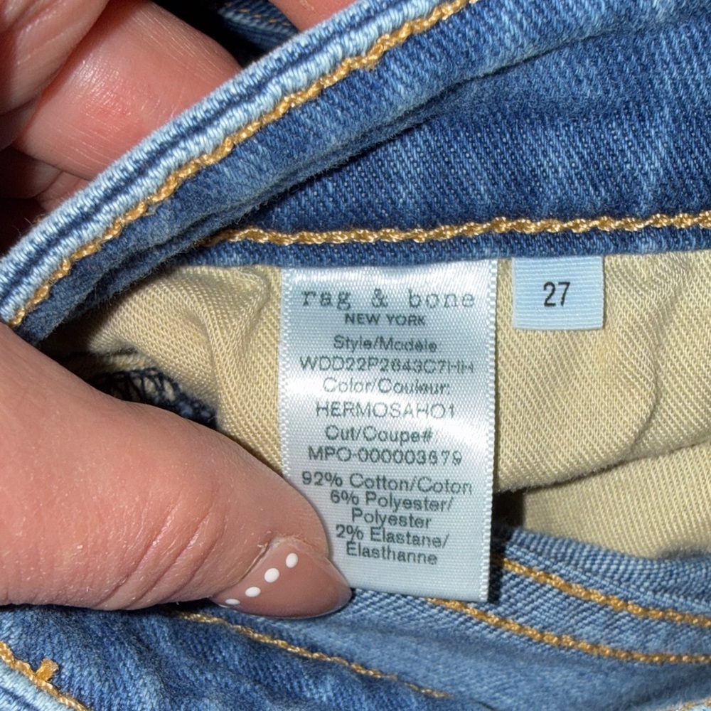 Rag & bone Dre low rise slim boyfriend Hermosa distressed jeans size 27 - Picture 10 of 12